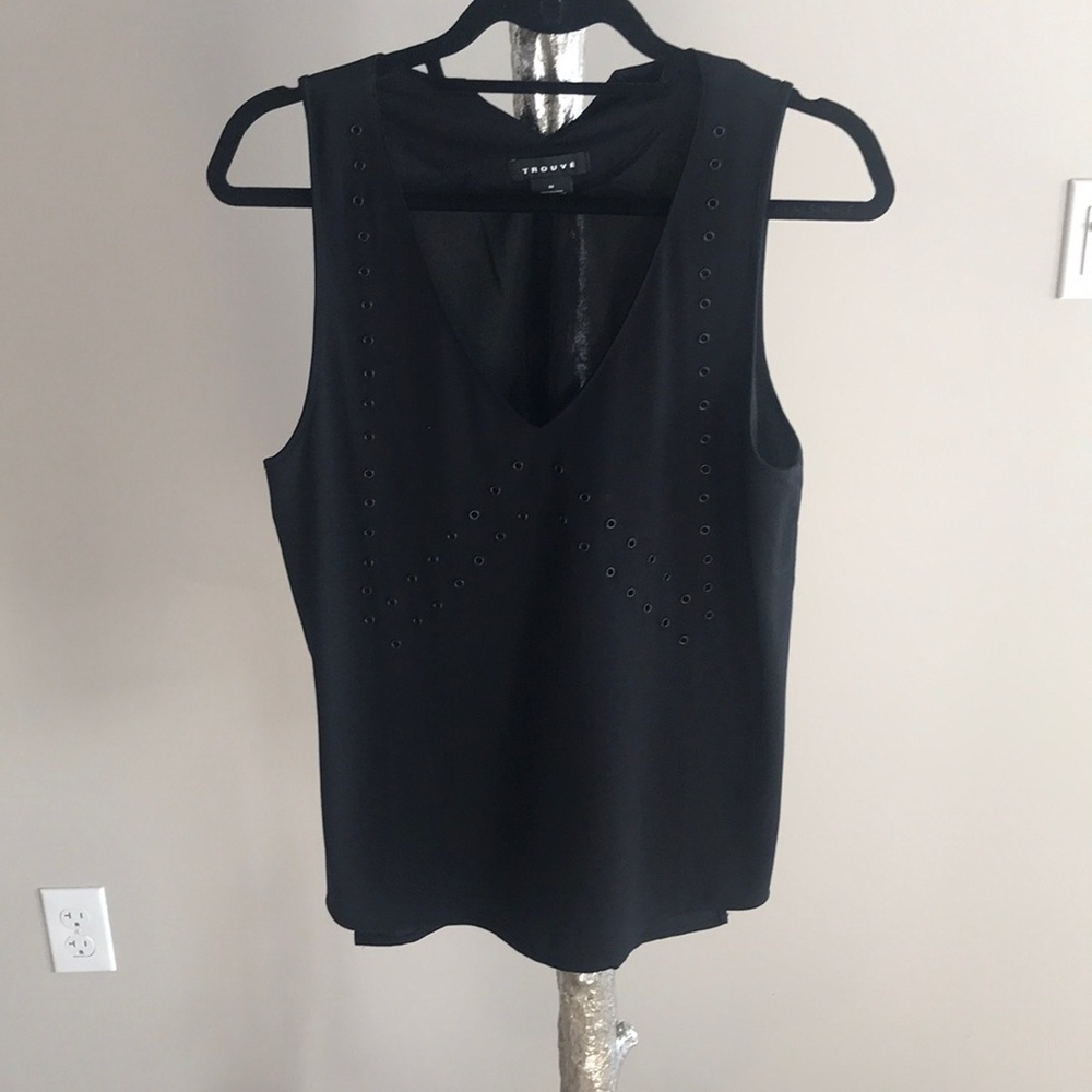 Trouvé Black Tank with Grommets and Open Low Back